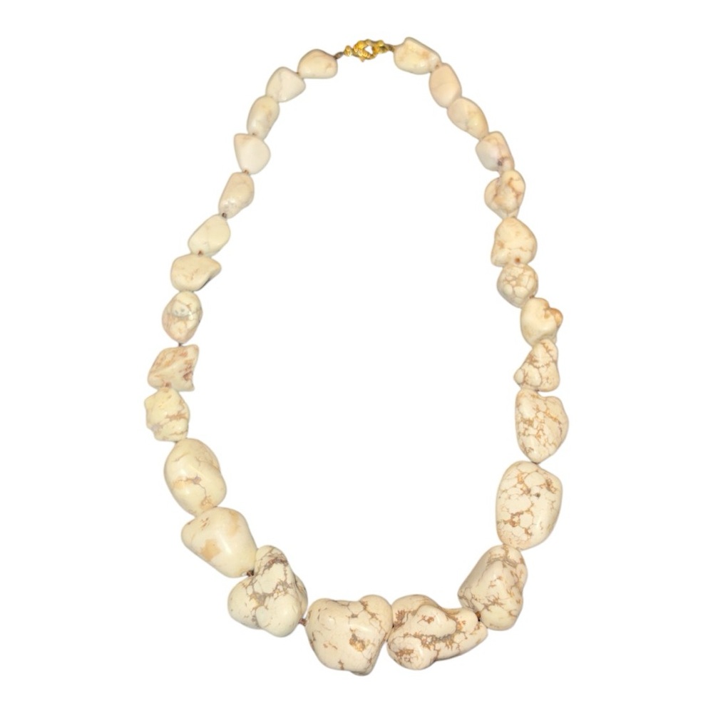 White Howlite Natural Stone Heavy Chunky Statement Necklace JB2